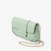 Cartera con barra y cadena Cartera de cuero Biker verde con cadena Cartera con barra y cadena Cartera de cuero Biker verde con cadena