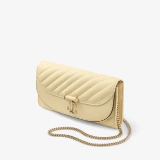 Cartera Curve con cadena Cartera de cuero Biker acolchado color mantequilla con cadena