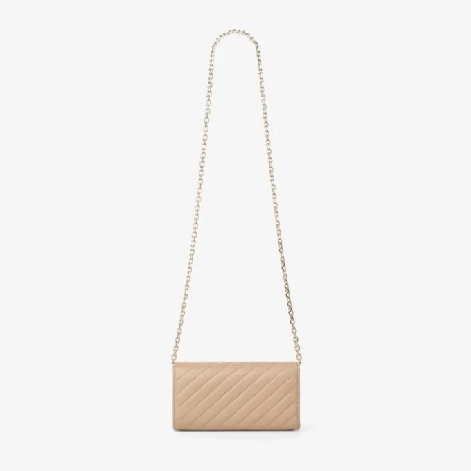 Cartera Curve con cadena Cartera de piel Biker acolchada Chai con cadena Cartera Curve con cadena Cartera de piel Biker acolchada Chai con cadena