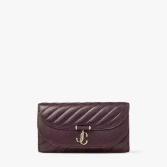 Cartera Curve con cadena de cuero Biker acolchado en color merlot intenso