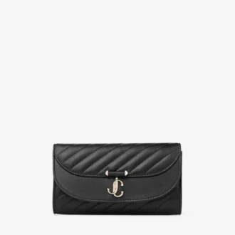 Cartera Curve con cadena negra Cartera de cuero Biker acolchado con cadena