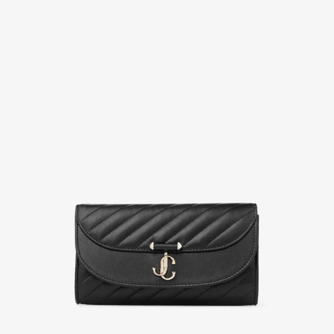 Cartera Curve con cadena negra Cartera de cuero Biker acolchado con cadena Cartera Curve con cadena negra Cartera de cuero Biker acolchado con cadena