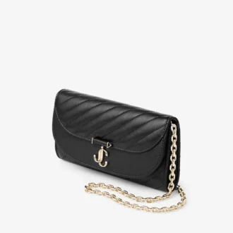 Cartera Curve con cadena negra Cartera de cuero Biker acolchado con cadena