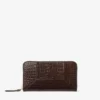 Cartera Diamond Pippa de piel de becerro con relieve de cocodrilo en color chocolate