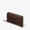 Cartera Diamond Pippa de piel de becerro con relieve de cocodrilo en color chocolate