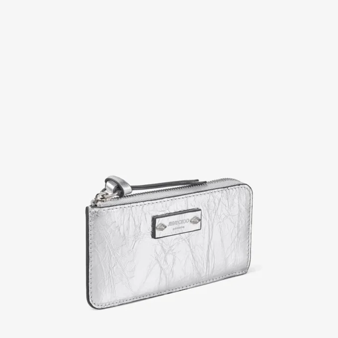 Cartera Lise con cremallera de cuero metalizado vintage plateado Cartera Lise con cremallera de cuero metalizado vintage plateado