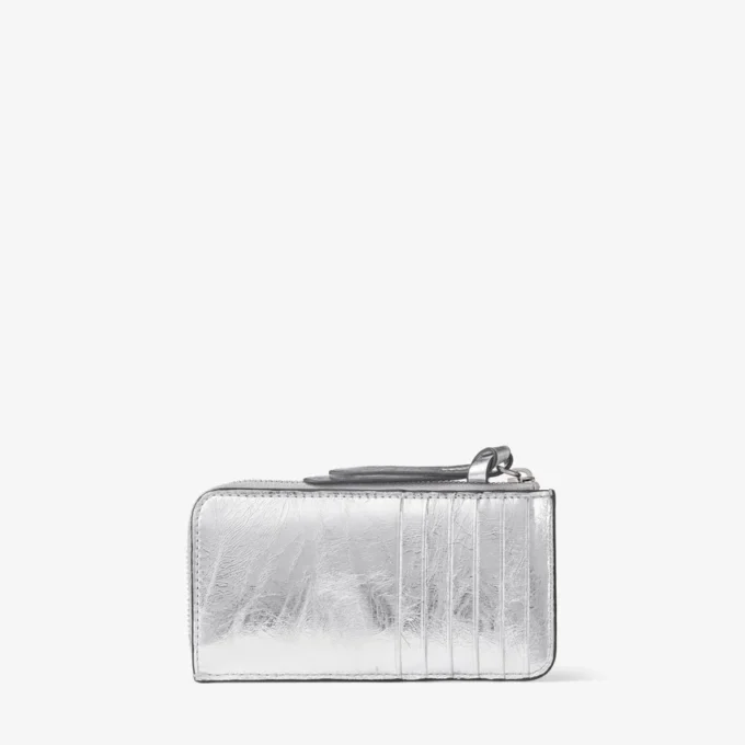 Cartera Lise con cremallera de cuero metalizado vintage plateado Cartera Lise con cremallera de cuero metalizado vintage plateado