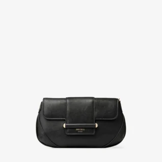 Cartera tipo barra con cadena Bolso bandolera de cuero negro estilo Biker
