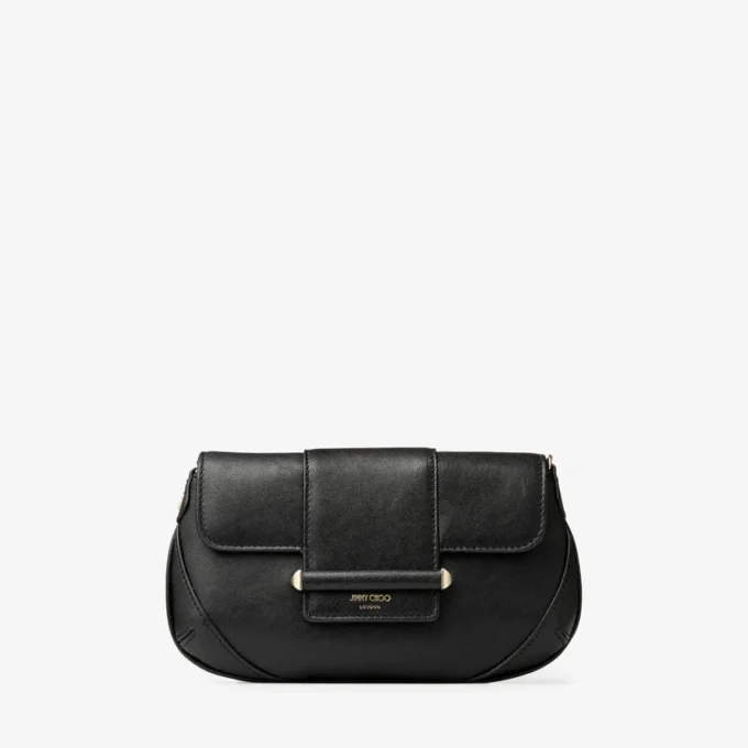 Cartera tipo barra con cadena Bolso bandolera de cuero negro estilo Biker Cartera tipo barra con cadena Bolso bandolera de cuero negro estilo Biker