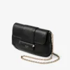 Cartera tipo barra con cadena Bolso bandolera de cuero negro estilo Biker Cartera tipo barra con cadena Bolso bandolera de cuero negro estilo Biker
