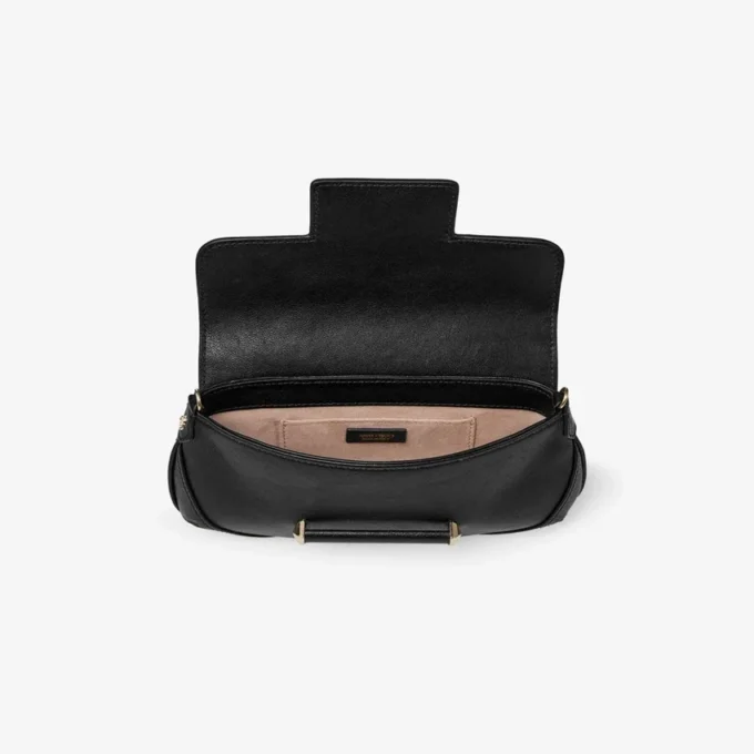 Cartera tipo barra con cadena Bolso bandolera de cuero negro estilo Biker Cartera tipo barra con cadena Bolso bandolera de cuero negro estilo Biker