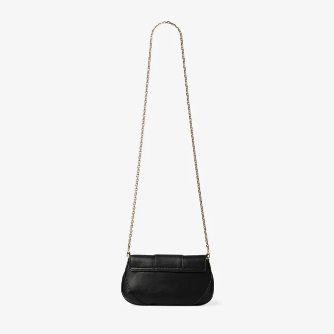 Cartera tipo barra con cadena Bolso bandolera de cuero negro estilo Biker Cartera tipo barra con cadena Bolso bandolera de cuero negro estilo Biker