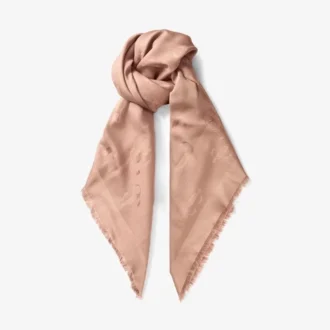 Chal Emani de jacquard de seda y lana en rosa ballet