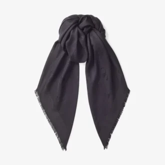 Chal Emani de jacquard de seda y lana negro