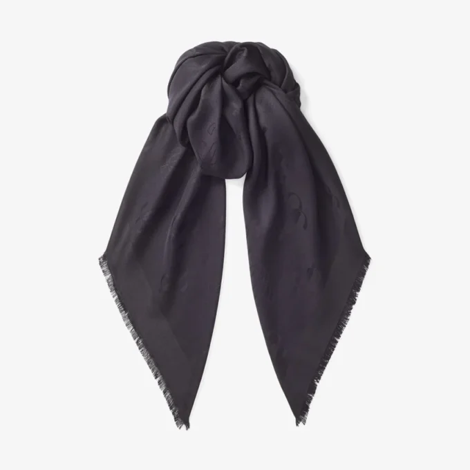 Chal Emani de jacquard de seda y lana negro Chal Emani de jacquard de seda y lana negro