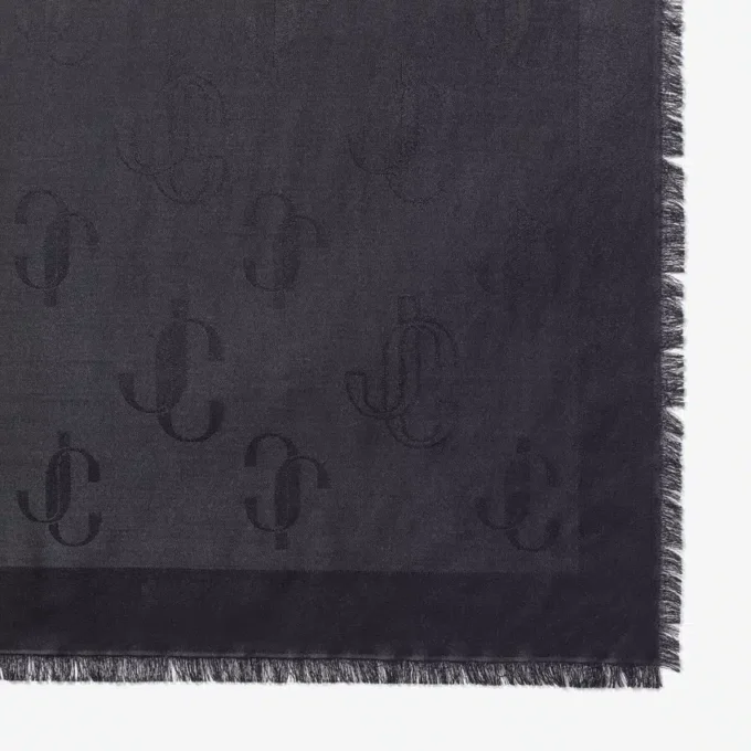 Chal Emani de jacquard de seda y lana negro Chal Emani de jacquard de seda y lana negro