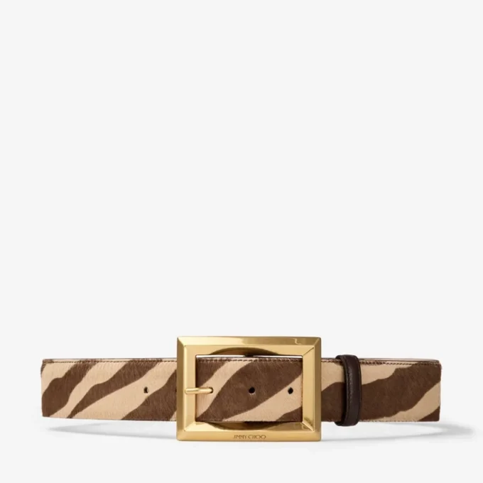 Cinturón Arlie de potro con estampado de cebra natural