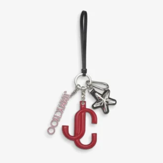 Colgante Jc Multi Charm de piel de becerro en rojo y rosa caramelo con logotipo de estrella