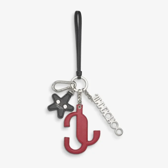 Colgante Jc Multi Charm de piel de becerro en rojo y rosa caramelo con logotipo de estrella Colgante Jc Multi Charm de piel de becerro en rojo y rosa caramelo con logotipo de estrella