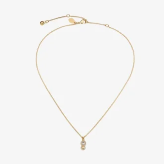 Colgante Jc Pearl Cube de metal dorado con perla y cubo de cristal Colgante Jc Pearl Cube de metal dorado con perla y cubo de cristal