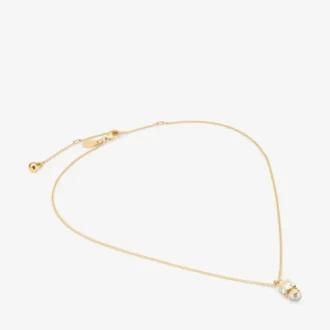 Colgante Jc Pearl Cube de metal dorado con perla y cubo de cristal Colgante Jc Pearl Cube de metal dorado con perla y cubo de cristal