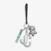 Colgante para bolso Jc Multi Charm en napa metalizada plateada y verde con el logotipo de la estrella