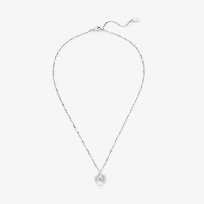 Collar con corazón Collar con corazón con acabado plateado y cristales Collar con corazón Collar con corazón con acabado plateado y cristales