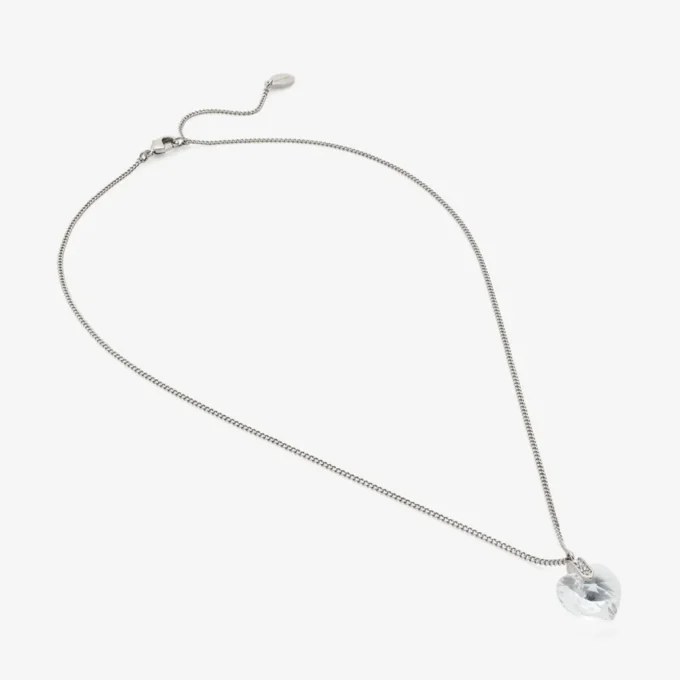 Collar con corazón Collar con corazón con acabado plateado y cristales Collar con corazón Collar con corazón con acabado plateado y cristales