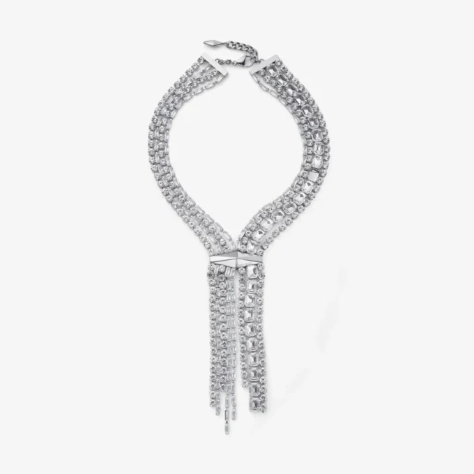 Collar Zandra Collar de cristal con acabado plateado Collar Zandra Collar de cristal con acabado plateado