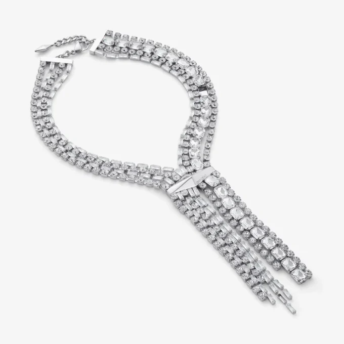 Collar Zandra Collar de cristal con acabado plateado Collar Zandra Collar de cristal con acabado plateado