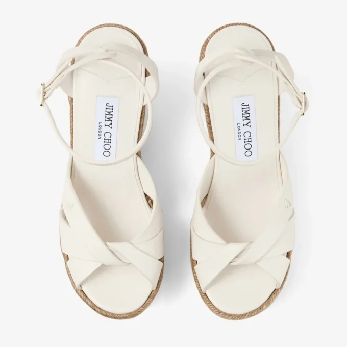 Cuñas Korra 100 de piel napa color latte Cuñas Korra 100 de piel napa color latte