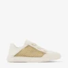 Diamond Light Flex F Zapatillas de mezcla de piel dorada y color café con leche y malla tejida metalizada Diamond Light Flex F Zapatillas de mezcla de piel dorada y color café con leche y malla tejida metalizada