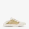 Diamond Light Flex F Zapatillas de mezcla de piel dorada y color café con leche y malla tejida metalizada Diamond Light Flex F Zapatillas de mezcla de piel dorada y color café con leche y malla tejida metalizada