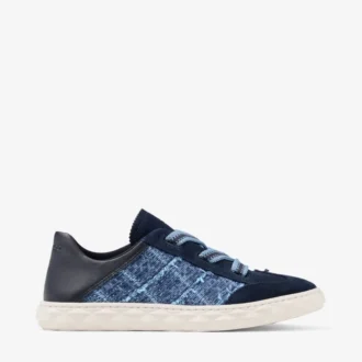 Diamond Light Flex F: zapatillas deportivas de mezcla de piel en color marino y denim con diseño de rejilla