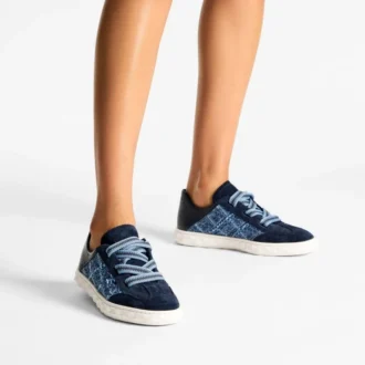 Diamond Light Flex F: zapatillas deportivas de mezcla de piel en color marino y denim con diseño de rejilla