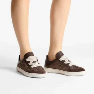 Diamond Light Flex F: zapatillas deportivas de mezcla de piel en tonos chocolate y latte y rafia fina