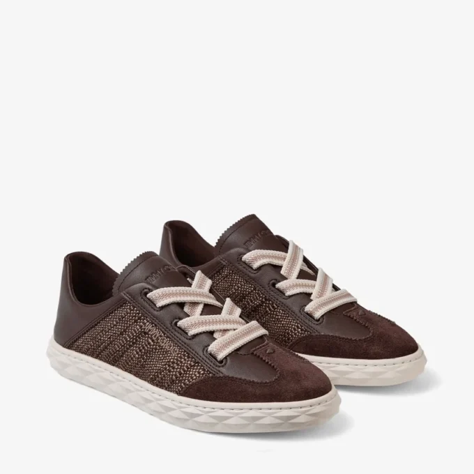 Diamond Light Flex F: zapatillas deportivas de mezcla de piel en tonos chocolate y latte y rafia fina Diamond Light Flex F: zapatillas deportivas de mezcla de piel en tonos chocolate y latte y rafia fina