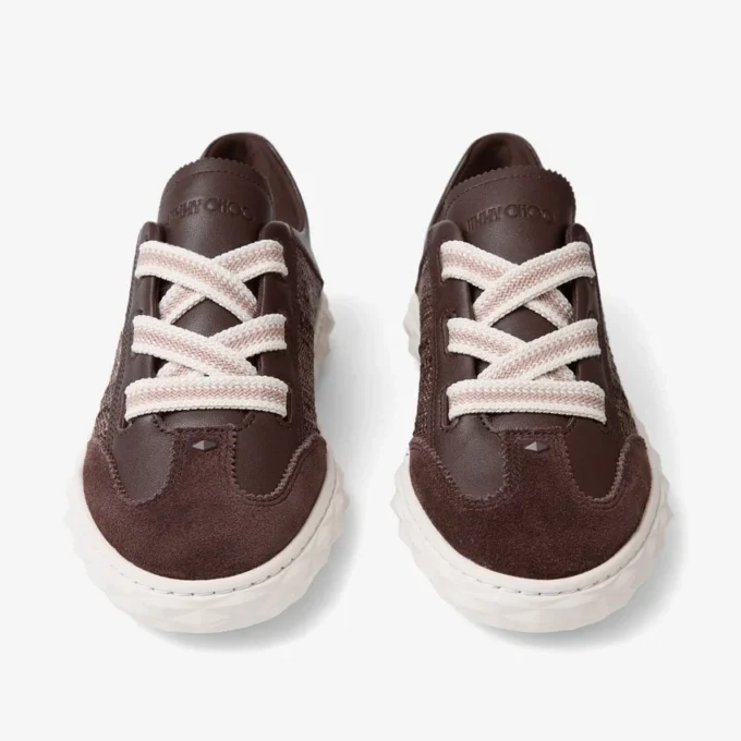 Diamond Light Flex F: zapatillas deportivas de mezcla de piel en tonos chocolate y latte y rafia fina Diamond Light Flex F: zapatillas deportivas de mezcla de piel en tonos chocolate y latte y rafia fina