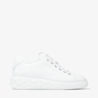 Diamond Light Maxi F: zapatillas bajas de piel napa blanca con suela de plataforma