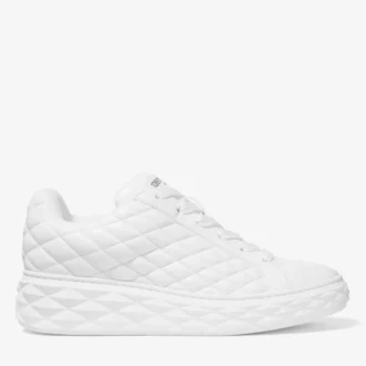 Diamond Maxi M Zapatillas de piel acolchada con diseño de rombos en blanco