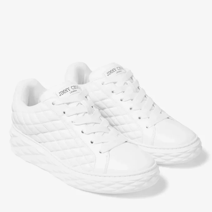 Diamond Maxi M Zapatillas de piel acolchada con diseño de rombos en blanco Diamond Maxi M Zapatillas de piel acolchada con diseño de rombos en blanco