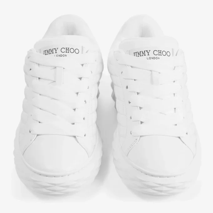 Diamond Maxi M Zapatillas de piel acolchada con diseño de rombos en blanco Diamond Maxi M Zapatillas de piel acolchada con diseño de rombos en blanco