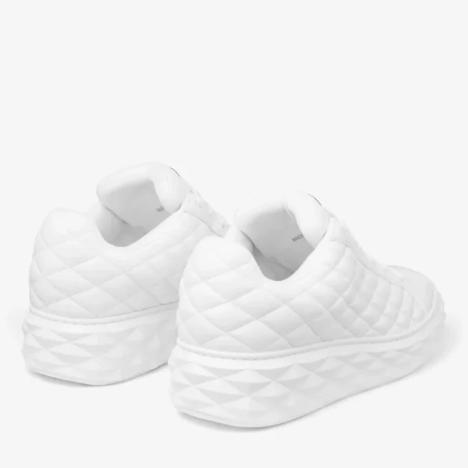 Diamond Maxi M Zapatillas de piel acolchada con diseño de rombos en blanco Diamond Maxi M Zapatillas de piel acolchada con diseño de rombos en blanco