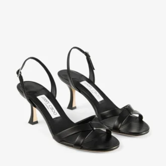 Elsy 70 Sandalias cruzadas con talonera de piel napa negra