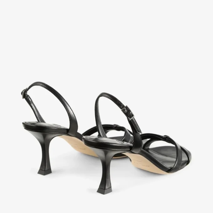 Elsy 70 Sandalias cruzadas con talonera de piel napa negra Elsy 70 Sandalias cruzadas con talonera de piel napa negra