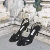 Elsy 70 Sandalias cruzadas con talonera de piel napa negra Elsy 70 Sandalias cruzadas con talonera de piel napa negra
