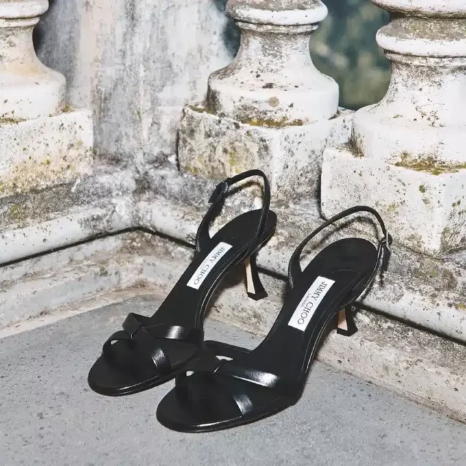 Elsy 70 Sandalias cruzadas con talonera de piel napa negra Elsy 70 Sandalias cruzadas con talonera de piel napa negra