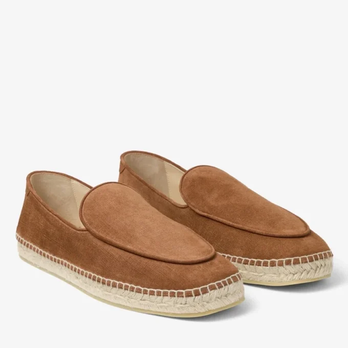 Espadrilles de ante de terciopelo con grabado de cigarro y cordones en color vid