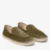 Espadrilles de ante de terciopelo grabado en verde musgo con cordones Espadrilles de ante de terciopelo grabado en verde musgo con cordones