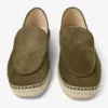 Espadrilles de ante de terciopelo grabado en verde musgo con cordones Espadrilles de ante de terciopelo grabado en verde musgo con cordones